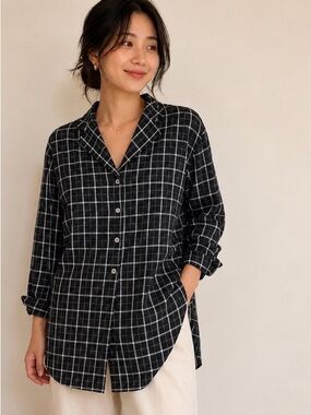 Irish Linen plaid blouse 1X
